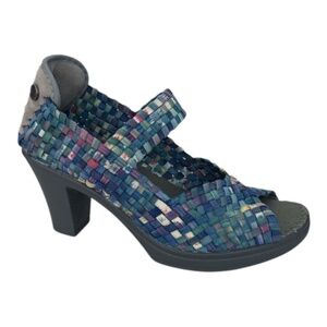 Bernie Mev Clyde Multi-Color Woven Elastic Block Heel Mary Jane SandaL NWB
